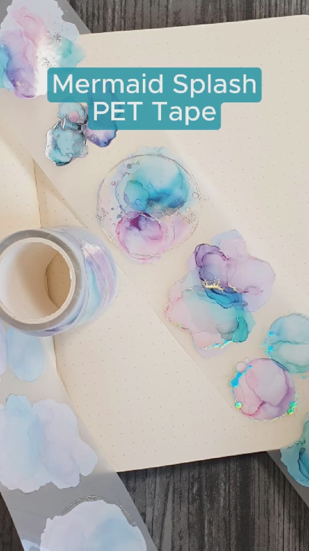 Tidformera visar motiven på Mermaid Splash PET tape från Mic & Mim.