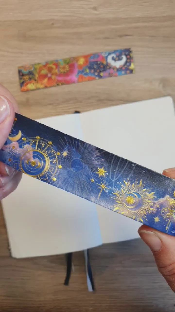 Video som visar motiv på Celestial washi tape från Plan & Plot. Tidformera