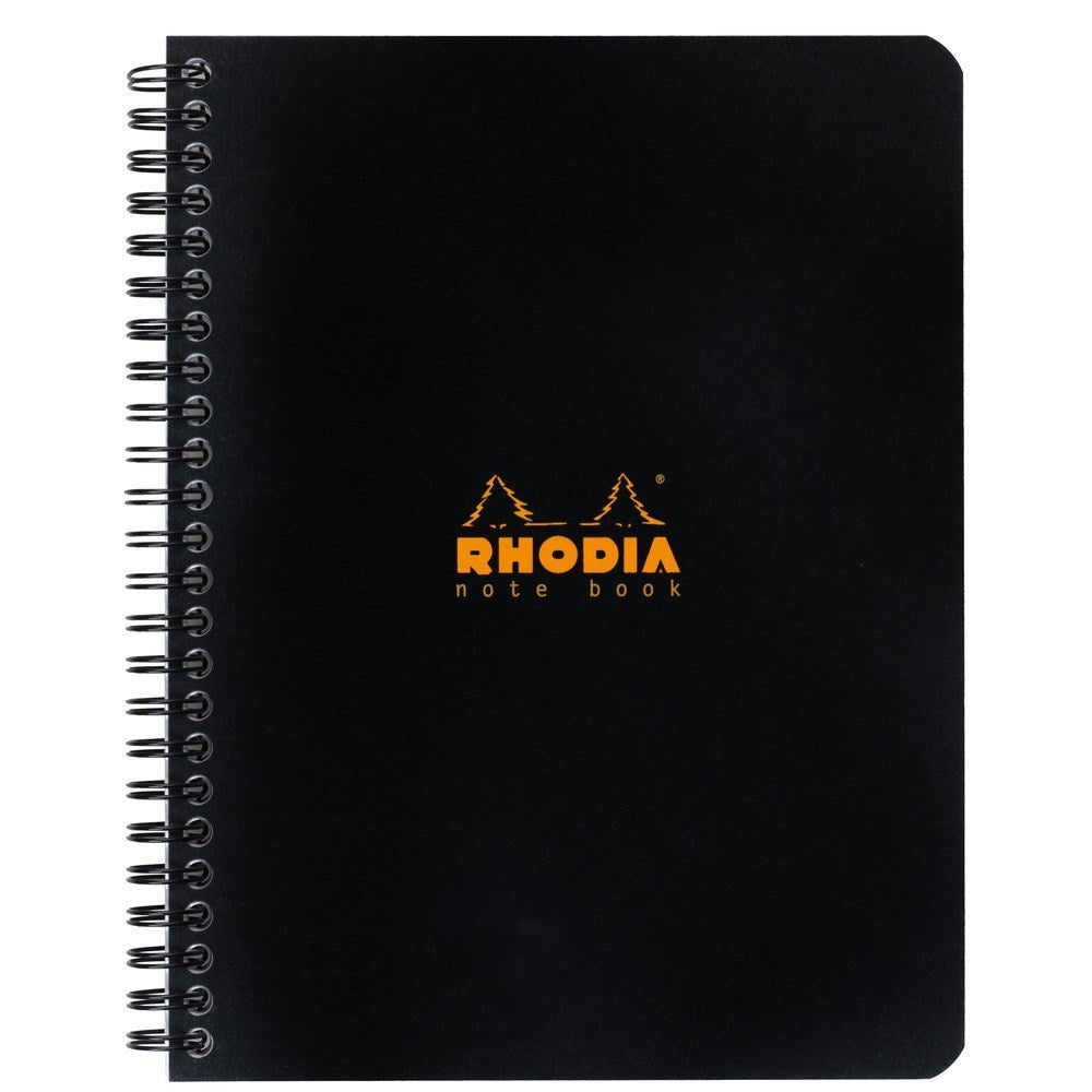 Rhodia Spiralblock A5+ Rutat Långsida Svart från Rhodia - Svart skrivblock i A5+ storlek med spiralbindning på sidan.- Tidformera