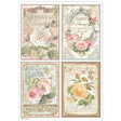 Rice Paper A4 4 cards roses - 1 - Stamperia - Tidformera