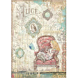 Rice Paper A4 Alice Looking - glass House - 1 - Stamperia - Tidformera