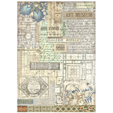 Rice Paper A4 - Art of Travelling - Museum Background - 1 - Stamperia - Tidformera
