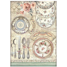 Rice Paper A4 Brocante Antiques - Plates - 1 - Stamperia - Tidformera