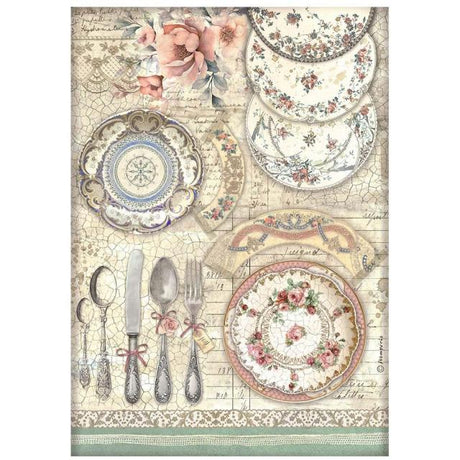 Rice Paper A4 Brocante Antiques - Plates - 1 - Stamperia - Tidformera