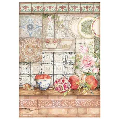 Rice Paper A4 Casa Granada Tiles - 1 - Stamperia - Tidformera