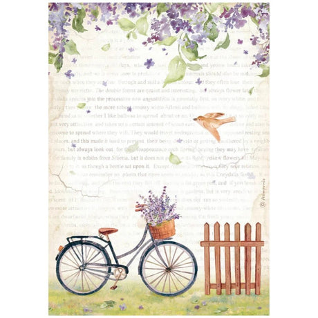Rice Paper A4 Create Happiness - Bicycle - 1 - Stamperia - Tidformera
