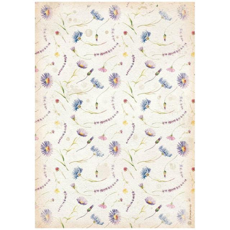 Rice Paper A4 Create Happiness - Blue Flowers - 1 - Stamperia - Tidformera