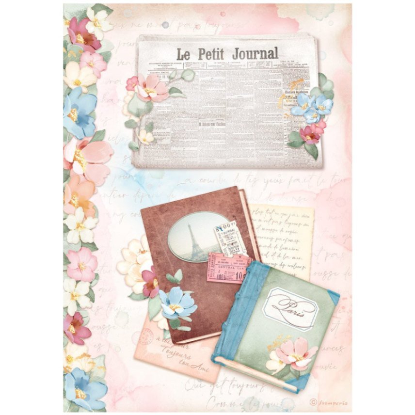 Rice Paper A4 Create Happiness - Le Petit Journal - 1 - Stamperia - Tidformera