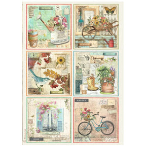 Rice Paper A4 Garden - 6 Cards - 1 - Stamperia - Tidformera