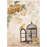 Rice Paper A4 - Golden Harmony - Cage - 1 - Stamperia - Tidformera