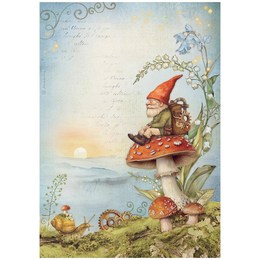 Rice Paper A4 - Hidden Grove - Gnome - 1 - Stamperia - Tidformera
