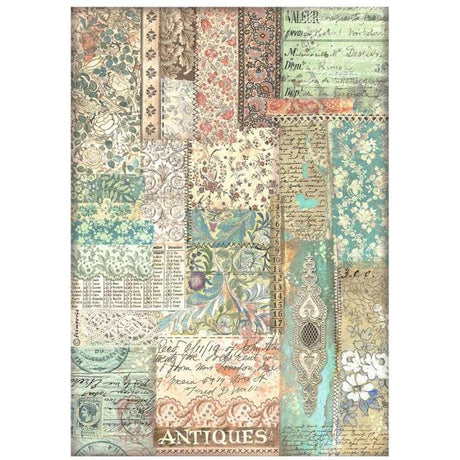 Rice Paper A4 Patchwork - 1 - Stamperia - Tidformera