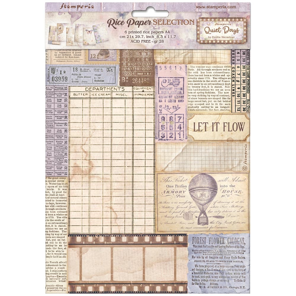 Rice Paper A4 - Quiet Days - 6 - pack - 1 - Stamperia - Tidformera