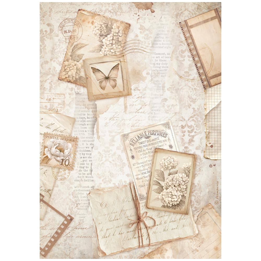 Rice Paper A4 - Quiet Days - Postcards - 1 - Stamperia - Tidformera