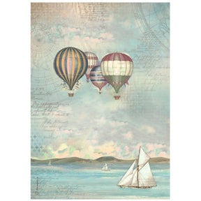 Rice Paper A4 Sea Land - Balloons - 1 - Stamperia - Tidformera