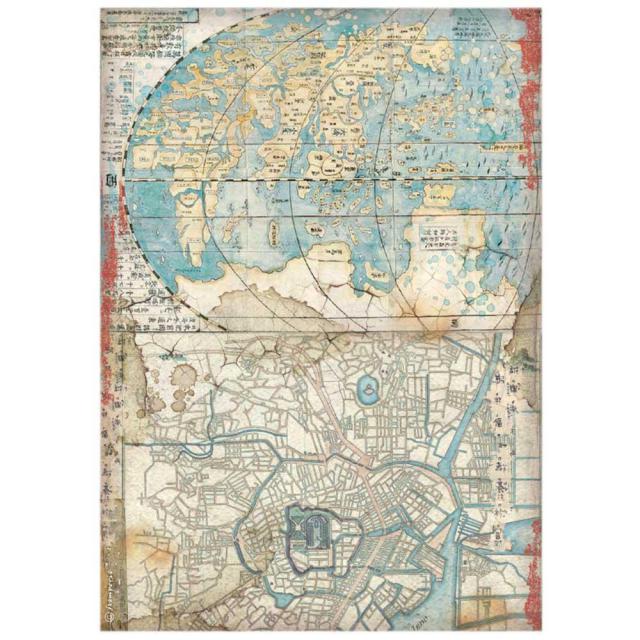 Rice Paper A4 Sir Vagabond in Japan Map - 1 - Stamperia - Tidformera