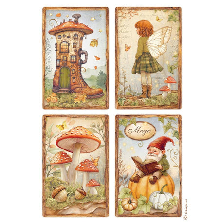 Rice Paper A4 - Whispering Woods - 4 Cards - 1 - Stamperia - Tidformera