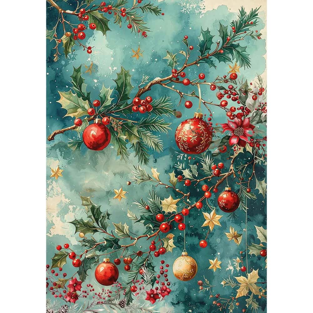 Rice Paper Art set - A5 - 8 - pack - Hot Cocoa & Holly - 6 - Ciao Bella - Tidformera