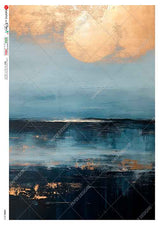 Rice Paper Decoupage - A5 - Views 0215 från Paper Designs. Rispapper med oljemålning med måne, moln och natt över havet - Tidformera