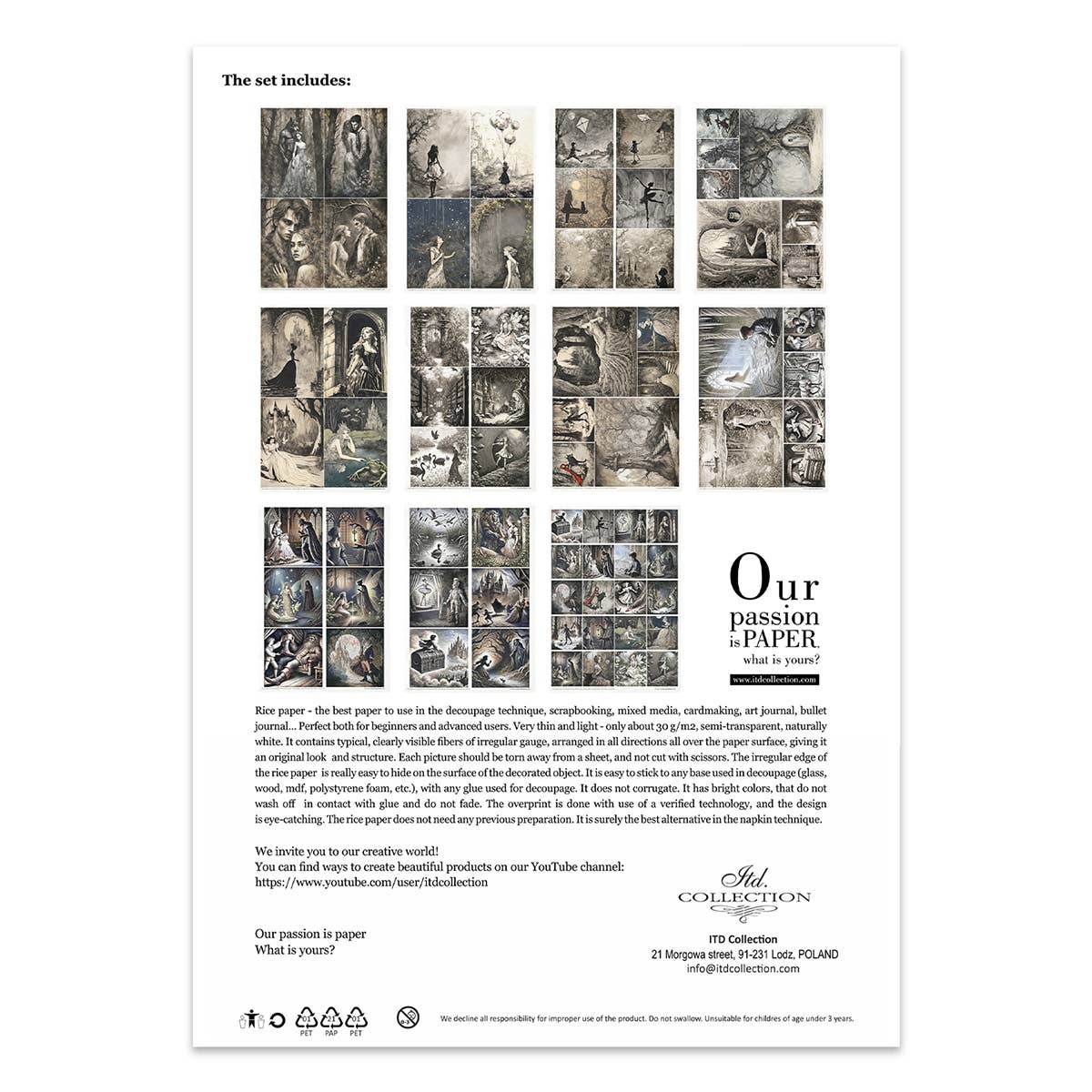 Rice paper set - A4 - Lost in a fairy tale - 2 - ITD Collection - Tidformera
