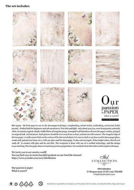 Rice paper set - A4 - Rosy Summertime - 14 - ITD Collection - Tidformera
