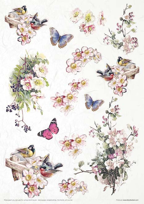 Rice paper set - A4 - Rosy Summertime - 7 - ITD Collection - Tidformera
