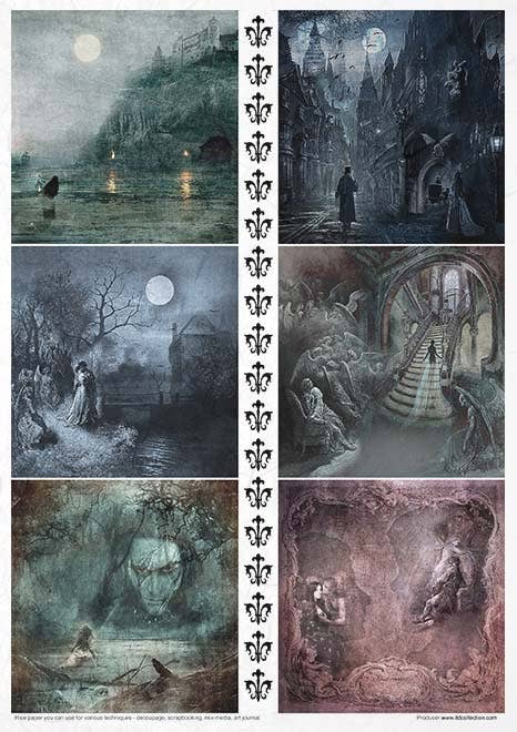 Rice paper set - A4 - Secrets - Gothic Stories - 9 - ITD Collection - Tidformera