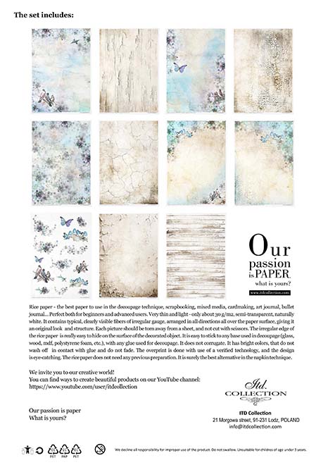 Rice paper set - A4 - Summertime in blue - 14 - ITD Collection - Tidformera