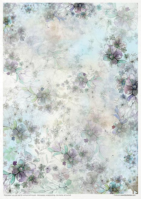Rice paper set - A4 - Summertime in blue - 4 - ITD Collection - Tidformera