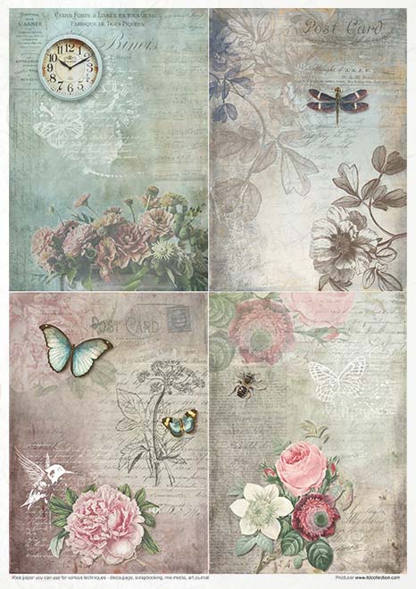 Rice paper set - A4 - Vintage Style - 4 - ITD Collection - Tidformera