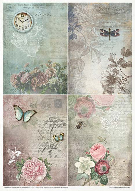 Rice paper set - A4 - Vintage Style - 4 - ITD Collection - Tidformera