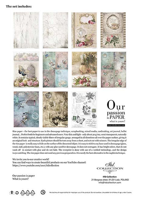 Rice paper set - A4 - Vintage Style - 14 - ITD Collection - Tidformera