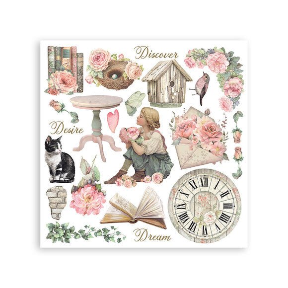Rub - On Kit 15,5 x 15,5 cm - House of Roses - 5 - Stamperia - Tidformera
