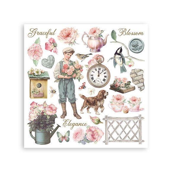 Rub - On Kit 15,5 x 15,5 cm - House of Roses - 3 - Stamperia - Tidformera