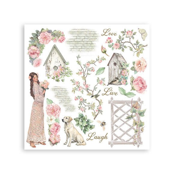 Rub - On Kit 15,5 x 15,5 cm - House of Roses - 4 - Stamperia - Tidformera
