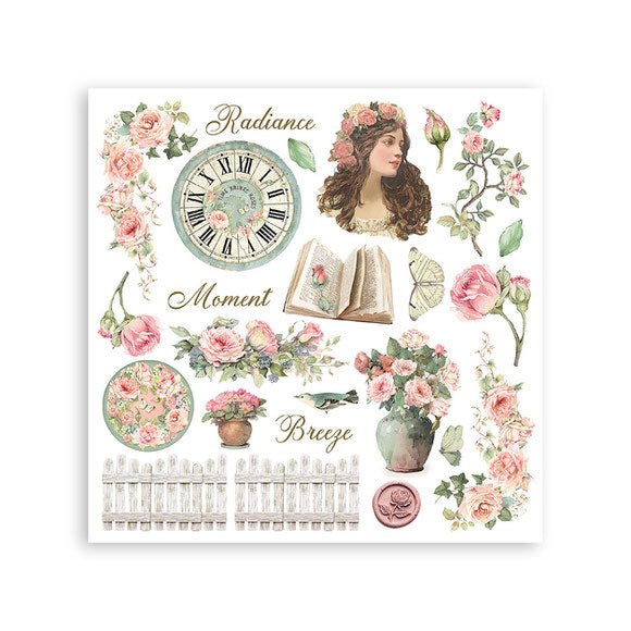 Rub - On Kit 15,5 x 15,5 cm - House of Roses - 2 - Stamperia - Tidformera