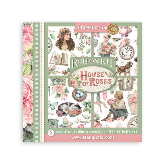 Rub - On Kit 15,5 x 15,5 cm - House of Roses - 1 - Stamperia - Tidformera