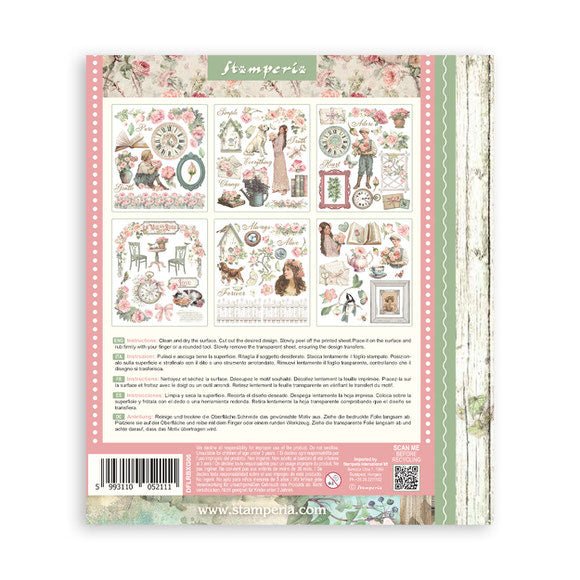 Rub - On Selection 20,5 x 23 cm - House of Roses - 8 - Stamperia - Tidformera