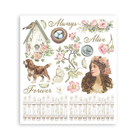 Rub - On Selection 20,5 x 23 cm - House of Roses - 6 - Stamperia - Tidformera