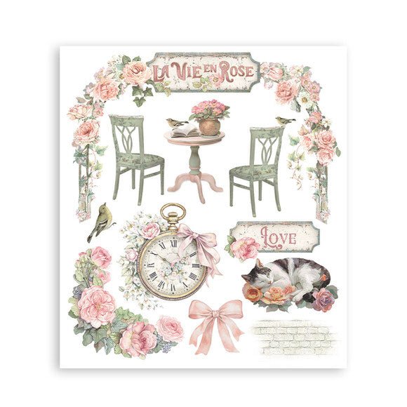 Rub - On Selection 20,5 x 23 cm - House of Roses - 5 - Stamperia - Tidformera
