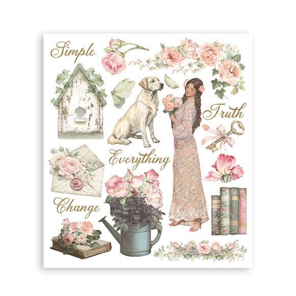 Rub - On Selection 20,5 x 23 cm - House of Roses - 3 - Stamperia - Tidformera