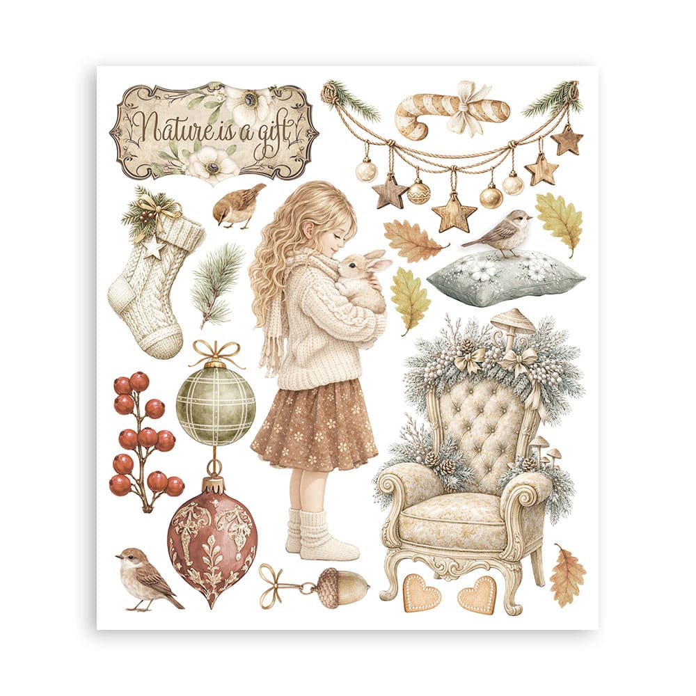 Rub-On Selection 20,5 x 23 cm - White Christmas - 7 - Stamperia - Tidformera