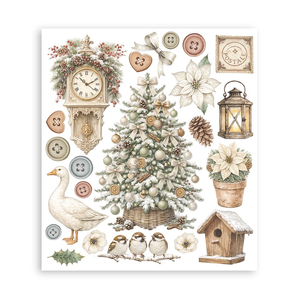 Rub-On Selection 20,5 x 23 cm - White Christmas - 4 - Stamperia - Tidformera