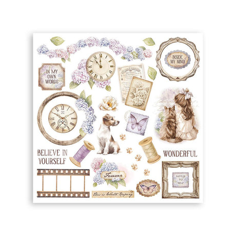 Rub - On Set 6 - pack - Quiet Days - 3 - Stamperia - Tidformera