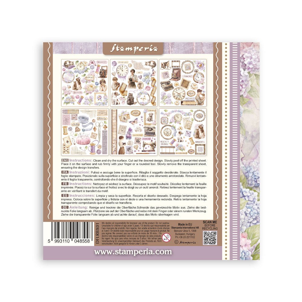 Rub - On Set 6 - pack - Quiet Days - 8 - Stamperia - Tidformera