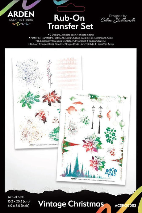 Rub - ons Transfer Set - Vintage Christmas - 1 - Arden Creative Studio - Tidformera