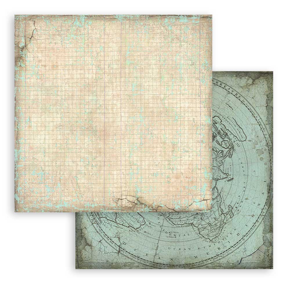 Scrapbookingpapper - Backgrounds - Voyages Fantastiques - 7 - Stamperia - Tidformera