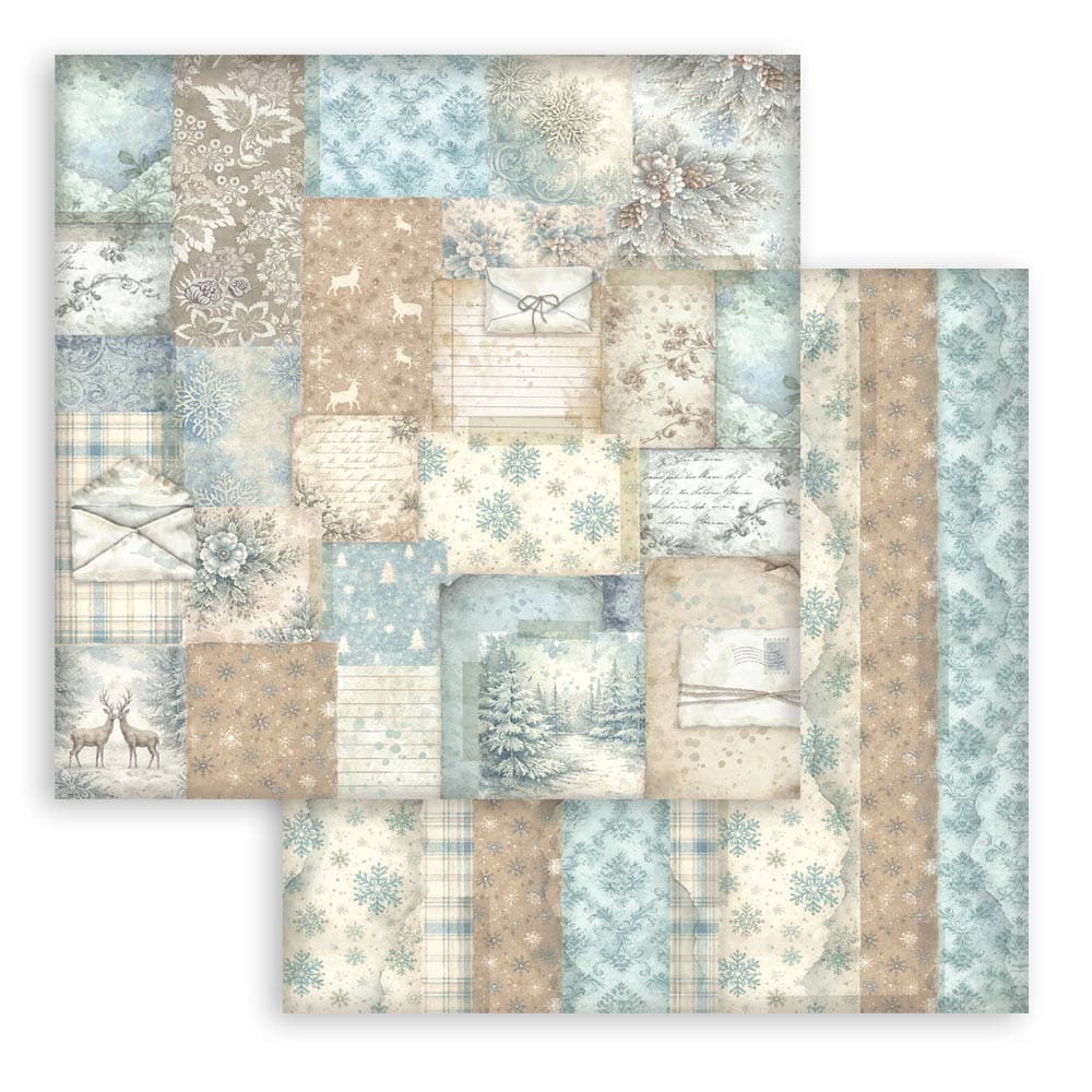 Scrapbookingpapper - Backgrounds - White Christmas - 2 - Stamperia - Tidformera