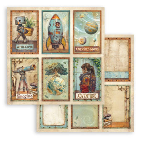 Scrapbookingpapper - Double faced - A New Beginning - 13 - Stamperia - Tidformera