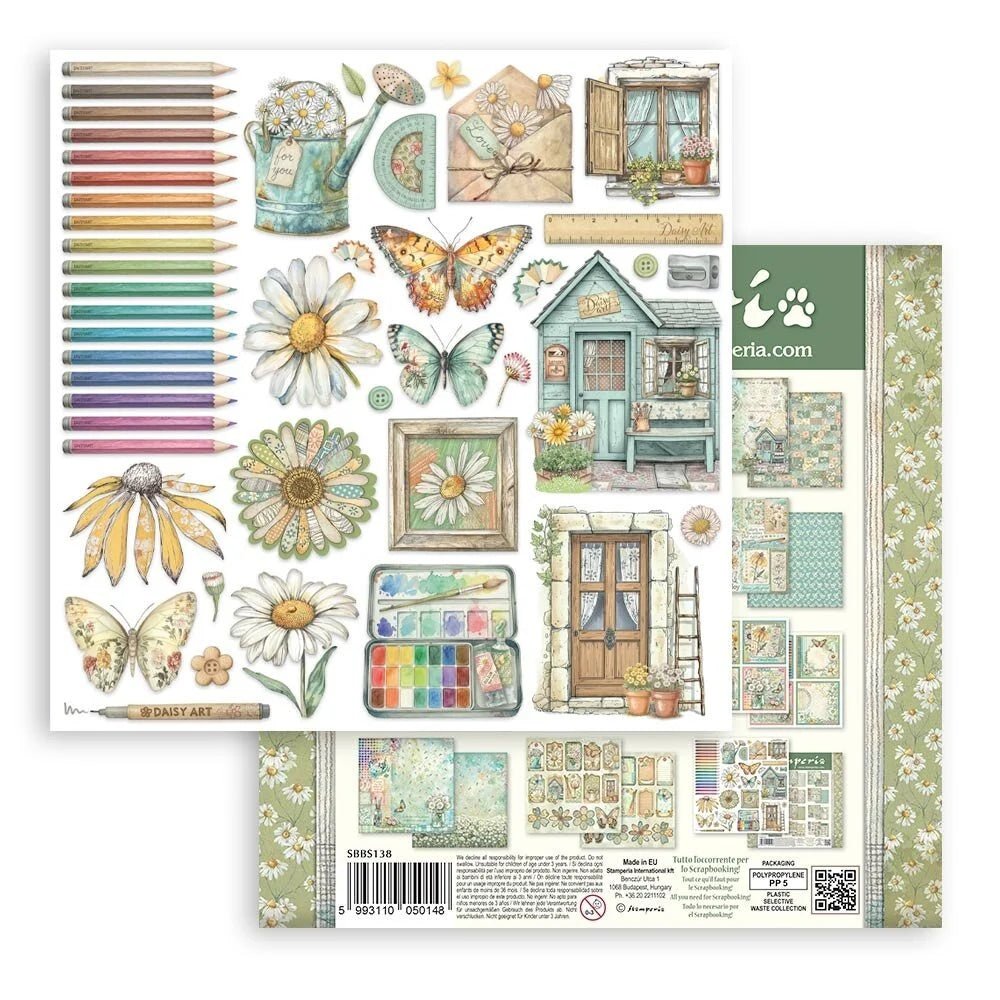 Scrapbookingpapper - Double faced - Daisy Art - 5 - Stamperia - Tidformera